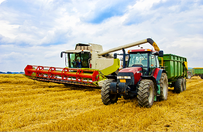 Tractor with a harvester