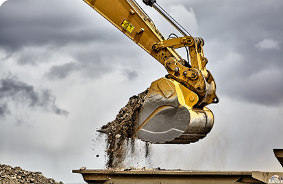 Excavator bucket closeup